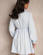 retro & icone Rochie Albastră Legată Cloș cu Imprimeu Decorativ Falretia