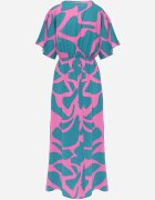 retro & icone Rochie Albastru-Roz Cloș cu Elastic în Talie și Decupaje Fienda