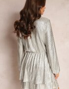 retro & icone Rochie Aurie Lejeră Cloș Mini cu Strălucire Metalică și Decolteu Petrecut cu Elastic în Talie Patangia