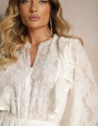 retro & icone Rochie Bej cu croi clos cu elastic în talie și volane Zinetha