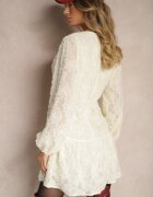 retro & icone Rochie Bej din Dantelă cu Croială Cambrată și Partea Superioară Petrecută Nelabine
