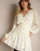retro & icone Rochie Bej din Dantelă cu Croială Cambrată și Partea Superioară Petrecută Nelabine