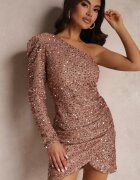 retro & icone Rochie Bej închis Asimetrică Paietată Ecie