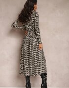 retro & icone Rochie Bej-Negru Cloș cu Dungi de Tigru Chipha