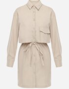 retro & icone Rochie bej tip cămașă cu decupaje și curea în talie Kirinea