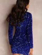 retro & icone Rochie bleumarin cu paiete și decupaj Lalli
