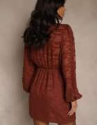 retro & icone Rochie Bordeaux din țesătură Plumeti cu croi petrecut Zenisala