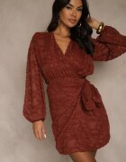 retro & icone Rochie Bordeaux din țesătură Plumeti cu croi petrecut Zenisala