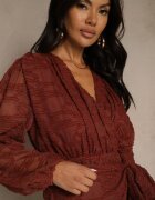 retro & icone Rochie Bordeaux din țesătură Plumeti cu croi petrecut Zenisala