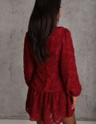 retro & icone Rochie Bordo din Dantelă cu Croială Cambrată cu Decolteu Petrecut Nelabine