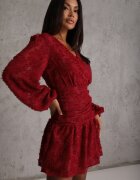 retro & icone Rochie Bordo din Dantelă cu Croială Cambrată cu Decolteu Petrecut Nelabine