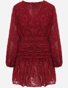 retro & icone Rochie Bordo din Dantelă cu Croială Cambrată cu Decolteu Petrecut Nelabine