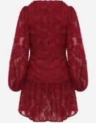 retro & icone Rochie Bordo din Dantelă cu Croială Cambrată cu Decolteu Petrecut Nelabine