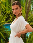 retro & icone Rochie Cămașă Albă Cambrată Mini cu Decolteu Adânc și Volane Nentri