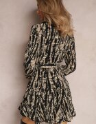 retro & icone Rochie Cămașă Neagră Mini cu Volan și Curea Legată Anagal