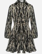 retro & icone Rochie Cămașă Neagră Mini cu Volan și Curea Legată Anagal