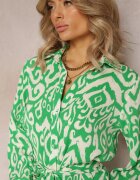retro & icone Rochie Cămașă Verde cu Volan la Bază și Centură cu Legătură Ametista