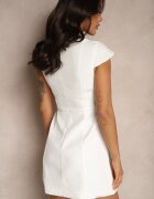 retro & icone Rochie Cambrată Albă cu Decolteu Pătrat Borreti