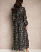 retro & icone Rochie Cloche Neagră cu Model Metalic Decorativ și Elastic în Talie Bonina
