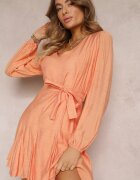 retro & icone Rochie Cloș Portocalie Mini cu Cordon în Talie Evyna