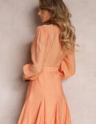 retro & icone Rochie Cloș Portocalie Mini cu Cordon în Talie Evyna