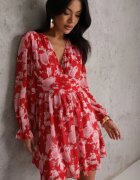 retro & icone Rochie Cloș Roșie cu Imprimeu Floral Awerdia