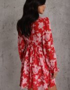 retro & icone Rochie Cloș Roșie cu Imprimeu Floral Awerdia