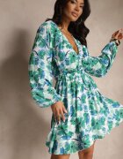 retro & icone Rochie Cloș Verde cu Imprimeu Floral Lilvezina