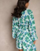 retro & icone Rochie Cloș Verde cu Imprimeu Floral Lilvezina