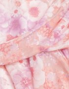 retro & icone Rochie cu elastic în talie cu flori decolteu petrecut și fronseuri Antameia Roz