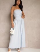 retro & icone Rochie de cocktail albastră din bumbac Bodycon Filitera