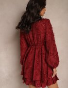 retro & icone Rochie de cocktail bordo cu drapaj modern și cu fire Gorena