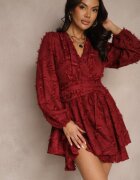 retro & icone Rochie de cocktail bordo cu drapaj modern și cu fire Gorena