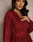 retro & icone Rochie de cocktail bordo cu drapaj modern și cu fire Gorena