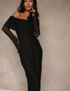 retro & icone Rochie de cocktail neagră din dantelă cu umerii goi Eperria