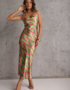 retro & icone Rochie de satin verde deschis Areithes