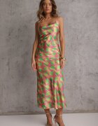 retro & icone Rochie de satin verde deschis Areithes