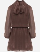 retro & icone Rochie de seară din material strălucitor cu guler înalt legat Moannvi Maro