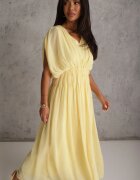 retro & icone Rochie de seară vaporoasă evazată Appeusa Galbenă