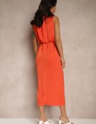 retro & icone Rochie Elegantă Portocalie cu Drapaj Rinastia
