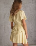 retro & icone Rochie evazată de vară din viscoză care evidențiază silueta Nikeis Galbenă