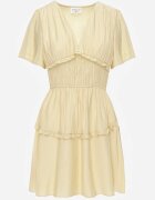retro & icone Rochie evazată de vară din viscoză care evidențiază silueta Nikeis Galbenă