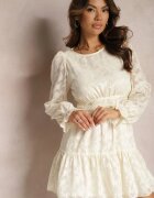 retro & icone Rochie Evazată Mini Bej deschis din țesătură Plumeti Marsane