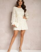 retro & icone Rochie Evazată Mini Bej deschis din țesătură Plumeti Marsane