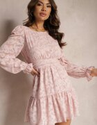 retro & icone Rochie Evazată Roz Mini din țesătură Plumeti Marsane