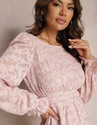 retro & icone Rochie Evazată Roz Mini din țesătură Plumeti Marsane