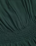 retro & icone Rochie evazată verde cu inserții semi-transparente și guler tip tunică Gelabine