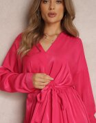 retro & icone Rochie Fucsia cu Cordon Halitha