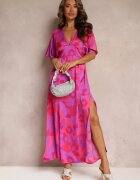 retro & icone Rochie Fucsia Evazată Maxi cu decupaje Aleri