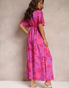retro & icone Rochie Fucsia Evazată Maxi cu decupaje Aleri